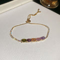 Light Luxury Copper Zircon Flower Open Adjustable Bangle For Women Fashion Jewelry view 4