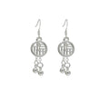Elegant Vintage Chinese Fu Coin Tassel Silver Alloy Bell Charm Long Dangle Hook Drop Women's Earrings view 5