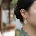 Elegant Vintage Chinese Fu Coin Tassel Silver Alloy Bell Charm Long Dangle Hook Drop Women's Earrings view 2