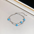 French Vintage Copper Bangle With Zircon Flower Pendant Round Geometric Light Luxury Bracelet view 4