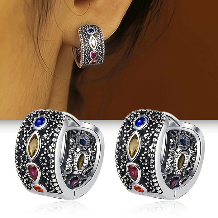 Minimalist Punk Stud Earrings With Small Hollow Circle Design, Sweet Cool Fashion Ear Jewelry