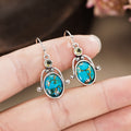 Vintage Oval Dangle Hook Earrings With Distressed Sticker Texture, Unique Fashion Jewelry view 3