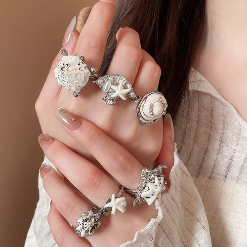 Bohemian Metal Shell Open Ring With Beach Vacation Design For Women