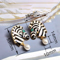 Zebra Rhinestone Drop Earrings With Faux Pearl, Animal Oil Painting Statement Jewelry For Women view 4