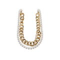 Old Money Style Multilayer Copper Chain Pearl Necklace Geometric Vintage Statement Collarbone Jewelry view 5