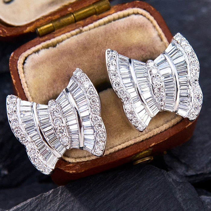Elegant Bow Zircon Butterfly Earrings For Women Cute Daily Versatile Fashion Jewelry Accessories