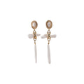 French Vintage Asymmetric Oval Freshwater Pearl Stud Earrings With Sterling Silver Posts view 5