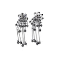 Vintage Artificial Crystal Flower Tassel Woven Geometric Drop Earrings For Women view 5