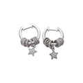 Light Luxury Copper Zircon Star Round Hoop Earrings, Sweet Elegant Galaxy Inspired Ear Jewelry view 5