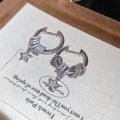 Light Luxury Copper Zircon Star Round Hoop Earrings, Sweet Elegant Galaxy Inspired Ear Jewelry view 2