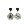 Vintage Resin Round Flower Stud Earrings With Silver Pins Retro Court Style Elegant Jewelry view 5