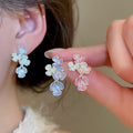 Sweet Floral Alloy Stud Earrings With Rhinestone Inlay And Silver Posts For Summer view 1
