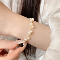 18K Gold Plated Freshwater Pearl Beaded Bangle For Women, Vintage Geometric Round Luxury Style view 4