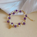 18K Gold Plated Freshwater Pearl Beaded Bangle For Women, Vintage Geometric Round Luxury Style view 3