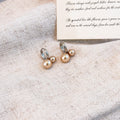French Elegant Mocha Pearl Cherry Hoop Clip On Earrings For Women Vintage Light Luxury Alloy Earrings view 2