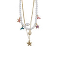 Light Luxury Faux Pearl Enamel Starfish Shell Fishtail Choker Necklace For Women view 5