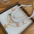 Light Luxury Faux Pearl Enamel Starfish Shell Fishtail Choker Necklace For Women view 2
