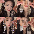 Light Luxury Copper Geometric Tassel Drop Earrings For Evening Dress Elegant Fashion view 1