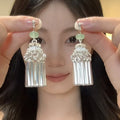 Light Luxury Copper Geometric Tassel Drop Earrings For Evening Dress Elegant Fashion view 3