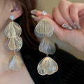 Light Luxury Copper Geometric Tassel Drop Earrings For Evening Dress Elegant Fashion view 2