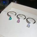 Copper Teardrop Zircon Open Ring, Minimalist Modern Adjustable Index Finger Jewelry view 2