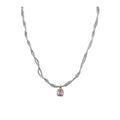 Faux Pearl Beaded Wrapped Zircon Heart Pendant Necklace French Vintage Light Luxury Choker view 5