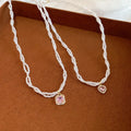Faux Pearl Beaded Wrapped Zircon Heart Pendant Necklace French Vintage Light Luxury Choker view 2