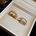 18K Gold Plated Copper Zircon Round Open Ring Vintage Court Geometric Luxury Finger Jewelry view 2