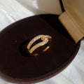 18K Gold Plated Copper Zircon Round Open Ring Vintage Court Geometric Luxury Finger Jewelry view 4