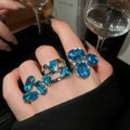 Light Luxury Alloy Oval Open Ring With Rhinestone Accents Vintage Geometric Finger Jewelry view 2