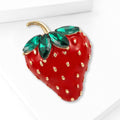 Alloy Enamel Strawberry Fruit Brooch For Suits Coats And Fashion view 3