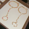 Rainbow Resin Oval Double Layer Beaded Bracelet Ring Hand Chain Geometric Light Luxury Jewelry view 2