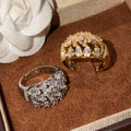 18K Gold Plated Copper Zircon Geometric Hollow Open Ring For Women Light Luxury Style view 3