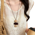 Vintage New Chinese Ethnic Woven Long Resin Geometric Necklace For Women Bohemian Old Money Accessory view 5