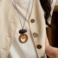 Vintage New Chinese Ethnic Woven Long Resin Geometric Necklace For Women Bohemian Old Money Accessory view 4