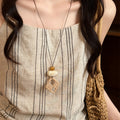 Vintage New Chinese Ethnic Woven Long Resin Geometric Necklace For Women Bohemian Old Money Accessory view 2