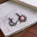 Bohemian Vintage Irregular Sun Moon Alloy Earrings With Crystal Pearl Hollow Wrap Dangle Earrings view 3