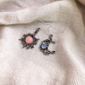 Bohemian Vintage Irregular Sun Moon Alloy Earrings With Crystal Pearl Hollow Wrap Dangle Earrings view 4