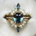 Old Money Court Style Crown Ring Two Piece Set For Women With Faux Emerald Temperament Jewelry view 1