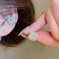 18K Gold Plated Copper Zircon Flower Clip-on Earrings For Women Light Luxury No Piercing Ear Cuffs view 1