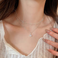 Light Luxury Copper Double Layer Zircon Star Necklace For Women Geometric Clavicle Chain view 1