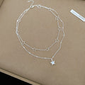 Light Luxury Copper Double Layer Zircon Star Necklace For Women Geometric Clavicle Chain view 4