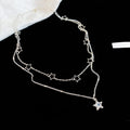 Light Luxury Copper Double Layer Zircon Star Necklace For Women Geometric Clavicle Chain view 2