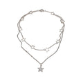 Light Luxury Copper Double Layer Zircon Star Necklace For Women Geometric Clavicle Chain view 5