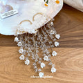Chic Floral Faux Pearl Tassel Drop Earrings Sweet Vacation Flower Ear Hook Jewelry view 2
