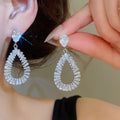 Light Luxury Copper Teardrop Zircon Stud Earrings With Silver Posts For Evening Wear view 1
