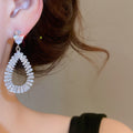 Light Luxury Copper Teardrop Zircon Stud Earrings With Silver Posts For Evening Wear view 3