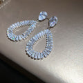 Light Luxury Copper Teardrop Zircon Stud Earrings With Silver Posts For Evening Wear view 4