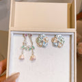 Sweet Floral Zircon Enamel Faux Pearl Stud Earrings For Women 2026 Cute Versatile Jewelry view 4