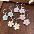 Sweet Floral C-Shaped Alloy Stud Earrings With Silver Pins And Enamel Flower Design view 3